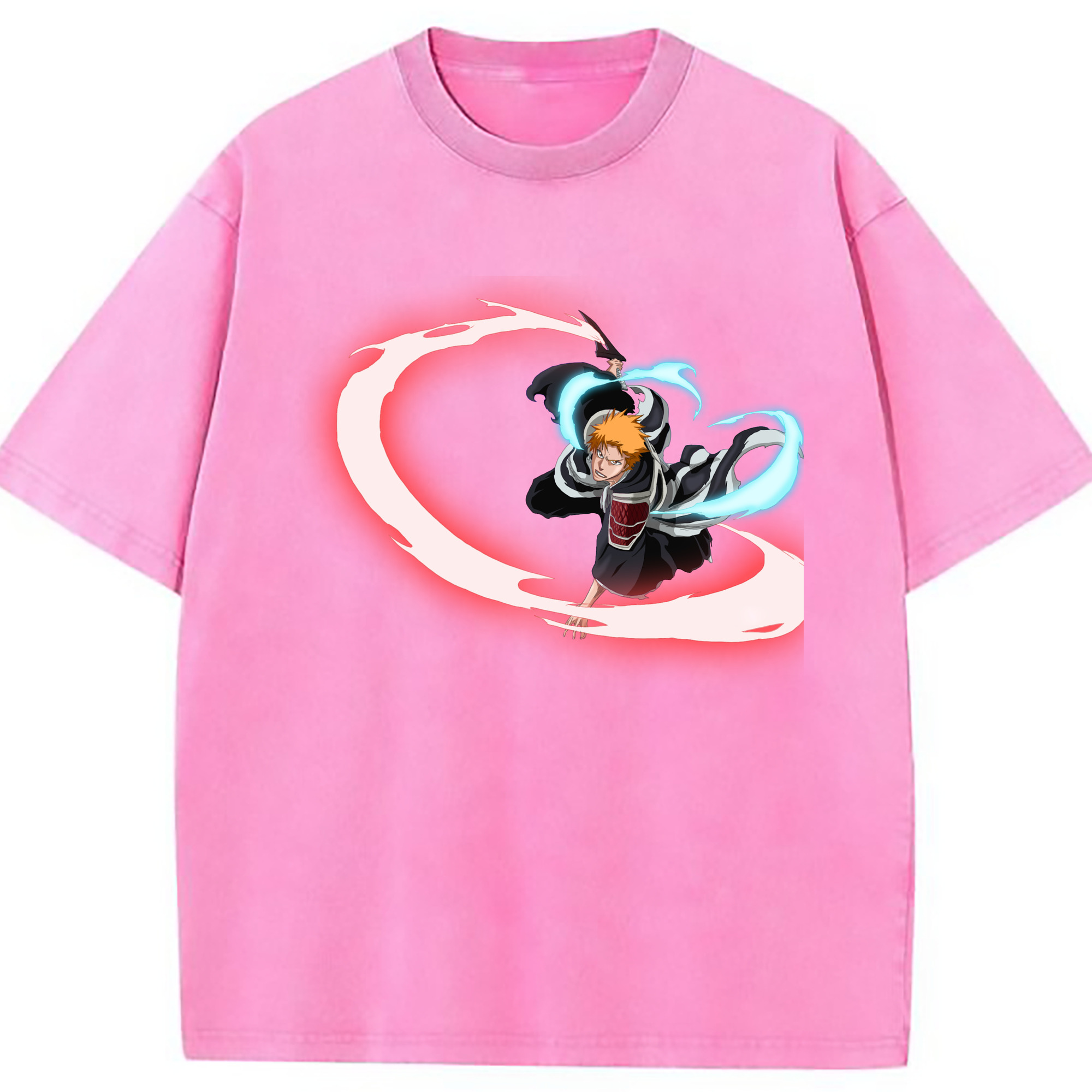 （画像用） ブリーチ 黒崎一護（くろさき いちご）BLEACH Kurosaki Ichigo 綿100% ヴィンテージ風 半袖Tシャツ（フロントプリント）